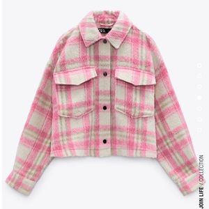 NWT! ZARA CROPPED PLAID SHACKET - SIZE: S